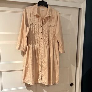 Gap Beige Adjustable-Sleeve Shirt Dress